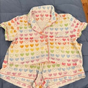 Roller Rabbit Heart-Print Short Pajama Set - Multicolor
